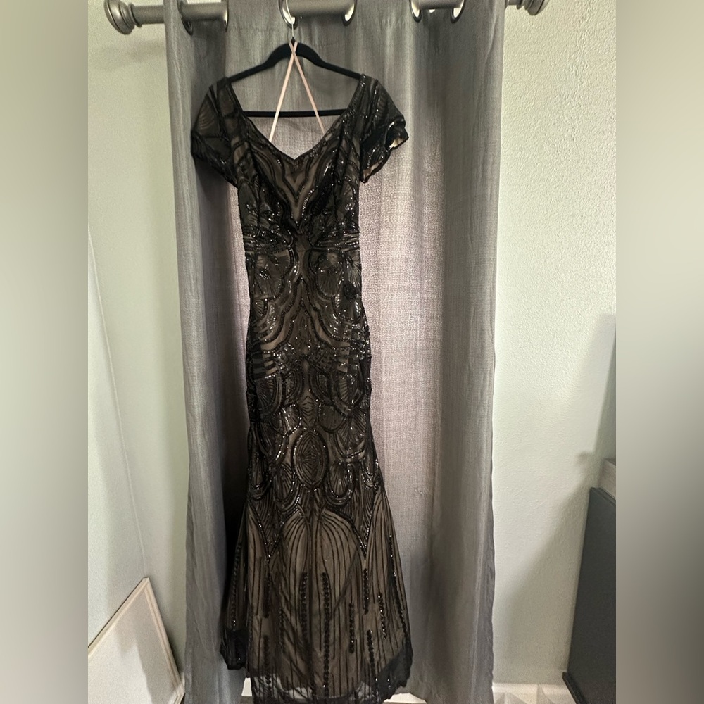 Sophisticated Black Beaded Prom Dress